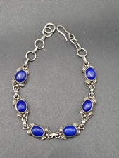 Lapis Lazuli Sterling Silver 7" To 8.5" Adjustable Bracelet 16.6g