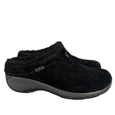 Merrell Encore Ice 4 QForm 2 Black Suede Faux Fur Lined Clogs Mules Womens 8