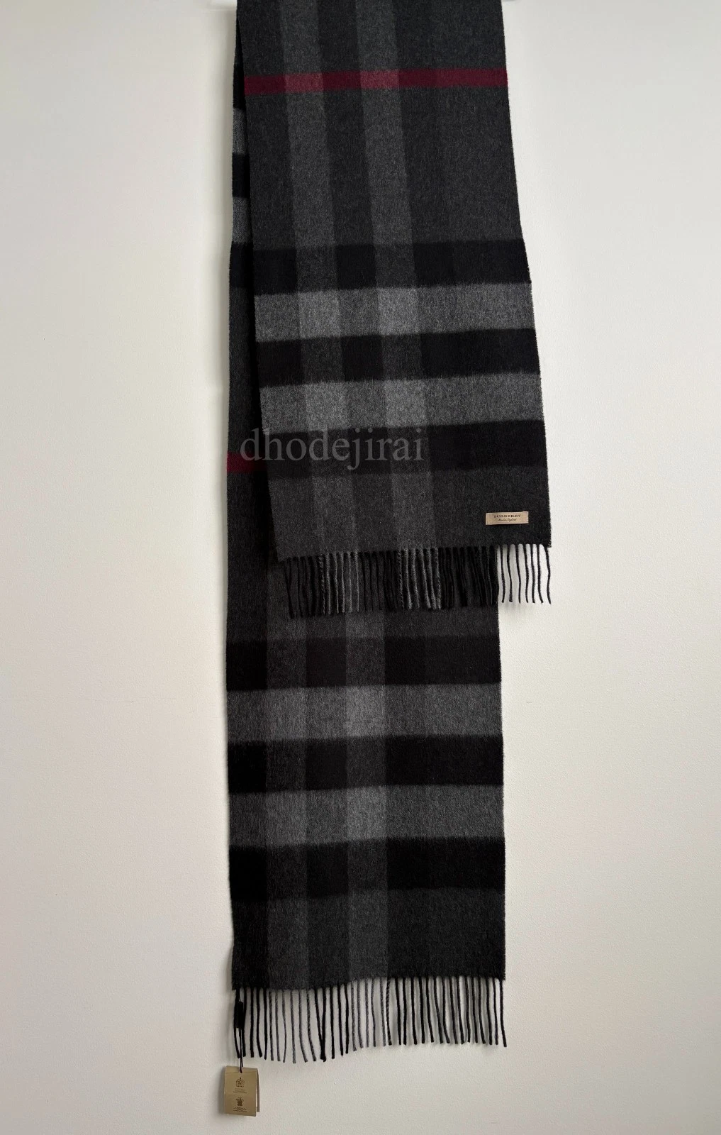Burberry — $1090 Authenti BNWT BURBERRY Half Mega Check Cashmere Mens/Womens Scarf Charcoal