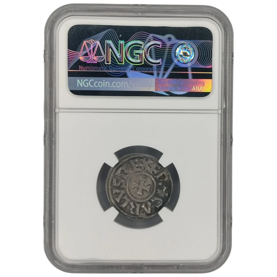 NGC AU 58 Carolingian France Denier 768-877 Charlemagne Or Charles The Bald - Image 2 of 2