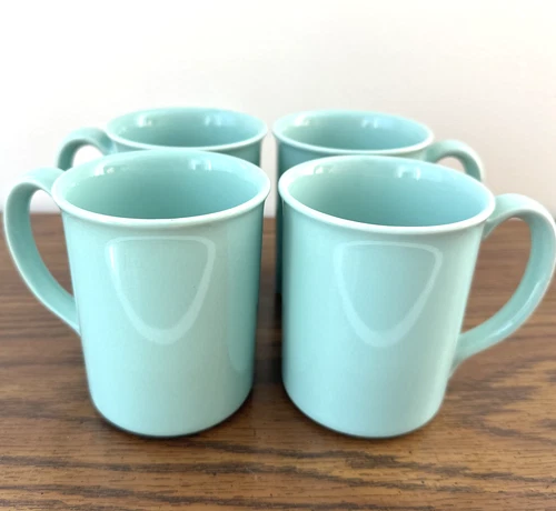 Set of 4 Corning Ware USA Coffee Tea Mugs Cups Light Green
