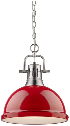 Duncan Pewter 14" Wide Contemporary Red Pendant Light - Picture 2 of 4