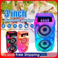 Dual 3" Transparent Bluetooth Speaker,TWS,FM,TF,USB,Portable Stereo for Party