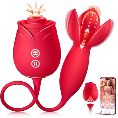 MOOLIGIRL Rose Toy Couple Vibrator for Women, Detachable Sucking & Thrusting Dil