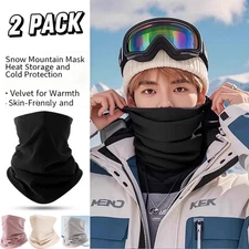 2Pcs Winter Fleece Ski Neck Warmer Gaiter Tube Scarf Half Face Mask Cold Weather