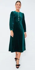POMANDER PLACE Emerald Green Velvet Arabella Dress Christmas Tuckernuck Sz L