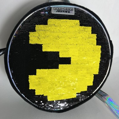 Pac-Man Justice Round Bag Black With Changing Sequins New
