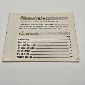Blaster Master, NES, Nintendo Entertainment System, NTSC-U, Genuine, Manual