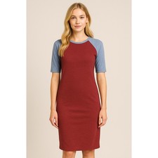 LuLaRoe Julia Dress XXS Red Blue Raglan Sleeve Bodycon NWT