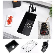 13 Inch Black Bar Sink Undermount-13x15 Bar Sink Under Mount Quartz Composite...
