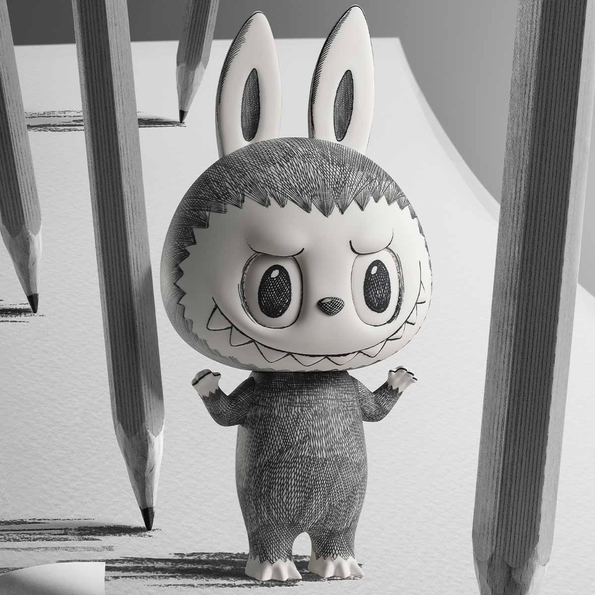 ラブブMEGA LABUBU THE MONSTERS Sketch 400% 100% Sketch Mega Labubu 400% Action Figure Toys Model Gift Collect