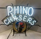 Vintage Neon Sign Rhino Chasers Beer Bar Pub Neon Light 18x24 Vivid Light Rare