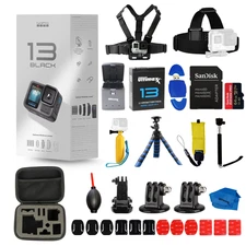 GoPro HERO 13 HERO13 Black 27MP Action Camera + EXT BATT 32GB Bundle
