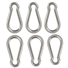 6 Pack of 2 1/4 Inches Stainless Steel Safety Spring Snap Hook Carabiner, Mul...