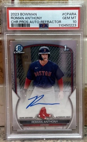 Roman Anthony 2023 Bowman Chrome Prospect Auto Refractor #/499 (AU, RC) - PSA 10
