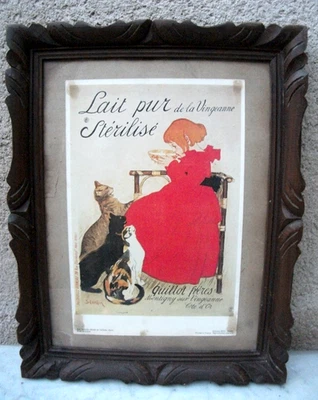 Cadre ancien bois massif sculpté 37,5 X 47,5 cm Feuil 30 X 40 cm+verre+gravure - Photo 1/4