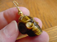 #HH-100-A HUMAN SKULL PENDANT jewelry gem TIGEREYE stone charm