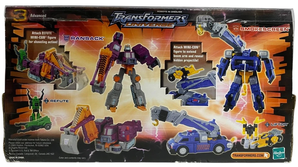 Transformers Universe Smokescreen w Liftor vs. Ransack w Refute Figures NEW 2004 - Image 2 of 4