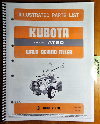 Kubota AT60 Walk Behind Tiller Illustrated Parts List Manual 07909