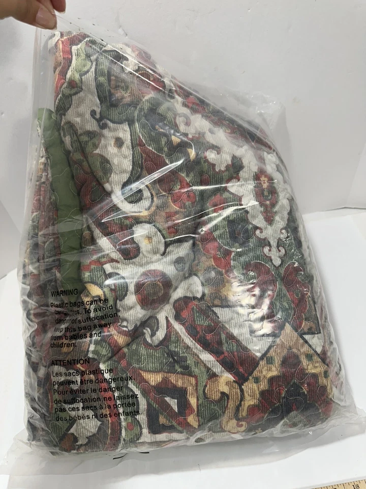 Edredón Edredón Damasco Cachemira + Funda de Almohada Talla 82”x64” Doble Verde Doble Cara Foto 4 de 4