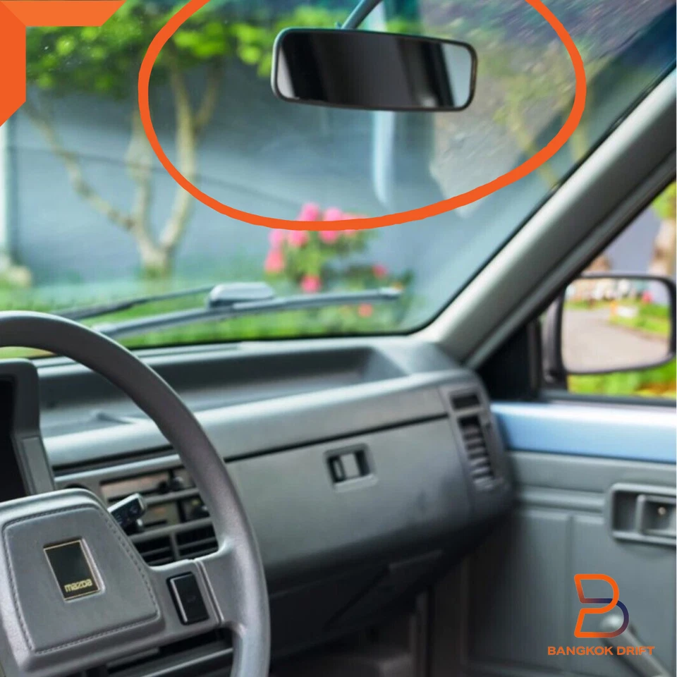 GREY INTERIOR REAR VIEW MIRROR FOR MAZDA B2000 B2200 B2600 UF PICKUP 85-93 BULBS - Image 4 of 4