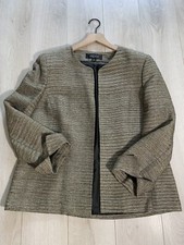 Kasper Light Brown Tweed Front Open Blazer Jacket Sz 14