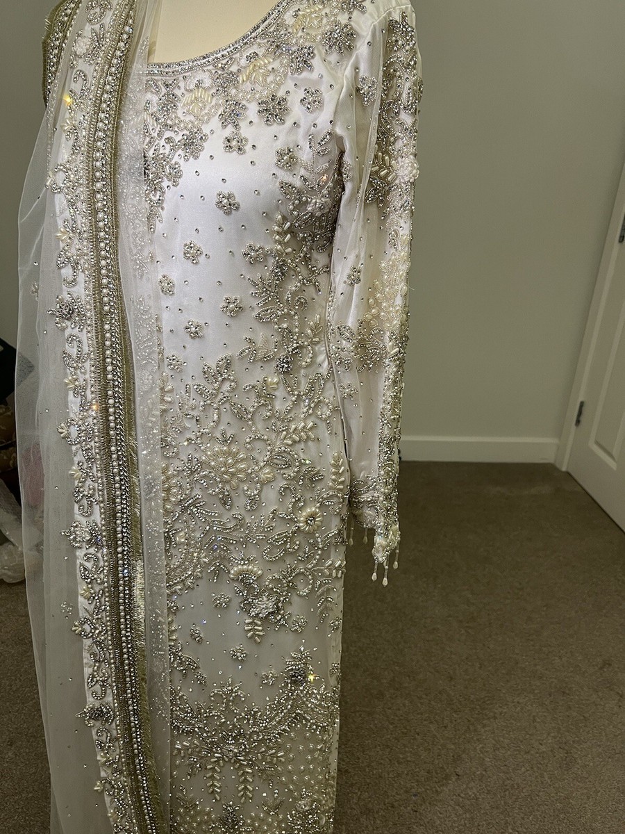 Indian Pakistani Asian Wedding Dress Nikkah Party Wear White | eBay UK
