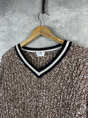 Brunello Cucinelli for Humanity Beige Cotton/Wool V Neck Sweater