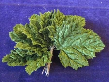 Vintage Millinery Flower Velvet Leaf 3"  Rich Green Bunch of 12 Japan Y3