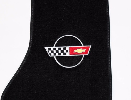 NEW! FLOOR MATS 1984-1996 Corvette With Embroidered Circle Emblem Logo Pair Set - Picture 6 of 12