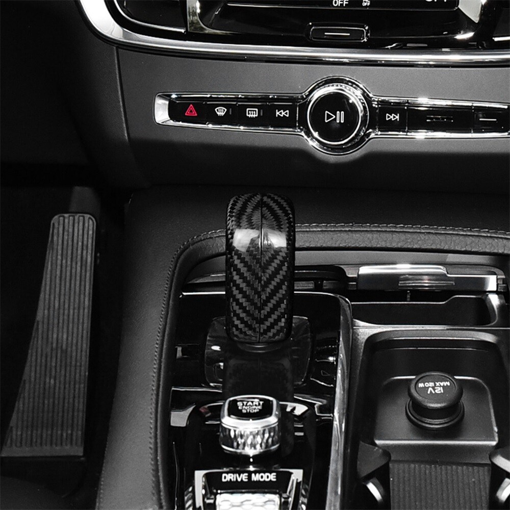 Black Gear Shift Knob Cover Carbon Fiber For Volvo XC40 XC60 XC90 V60