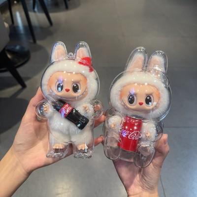 Pop Mart LABUBU Coca-Cola series transparent protective case doll dust case