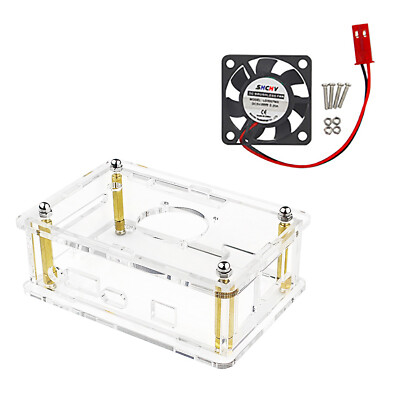 For Orange Pi 4 LTS Acrylic Case Transparent Box Protective Case w/ Cooling Fan