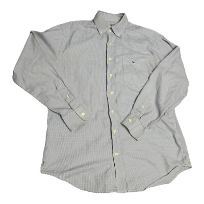 Vineyard Vines Whale Shirt Button Down Men Size Medium M Blue White Gingham