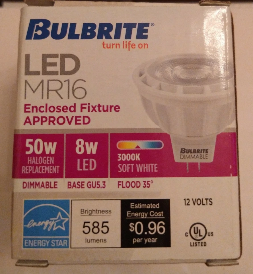 Bulbrite LED MR16 dimmable 8W  3000k soft white, 12 volts pck 10 (free shipping) - Image 2 of 4