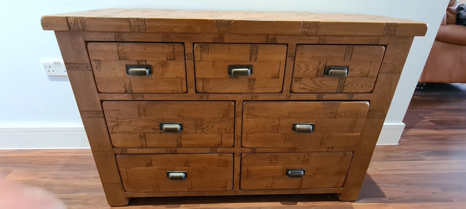Oak Furniture land Chest Of 7 Drawers Storage Rustic Solid Oak RRP £444