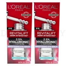 L'Oreal  Revitalift Derm Intensives Brightening Eye Serum 0.67oz Lot of 2