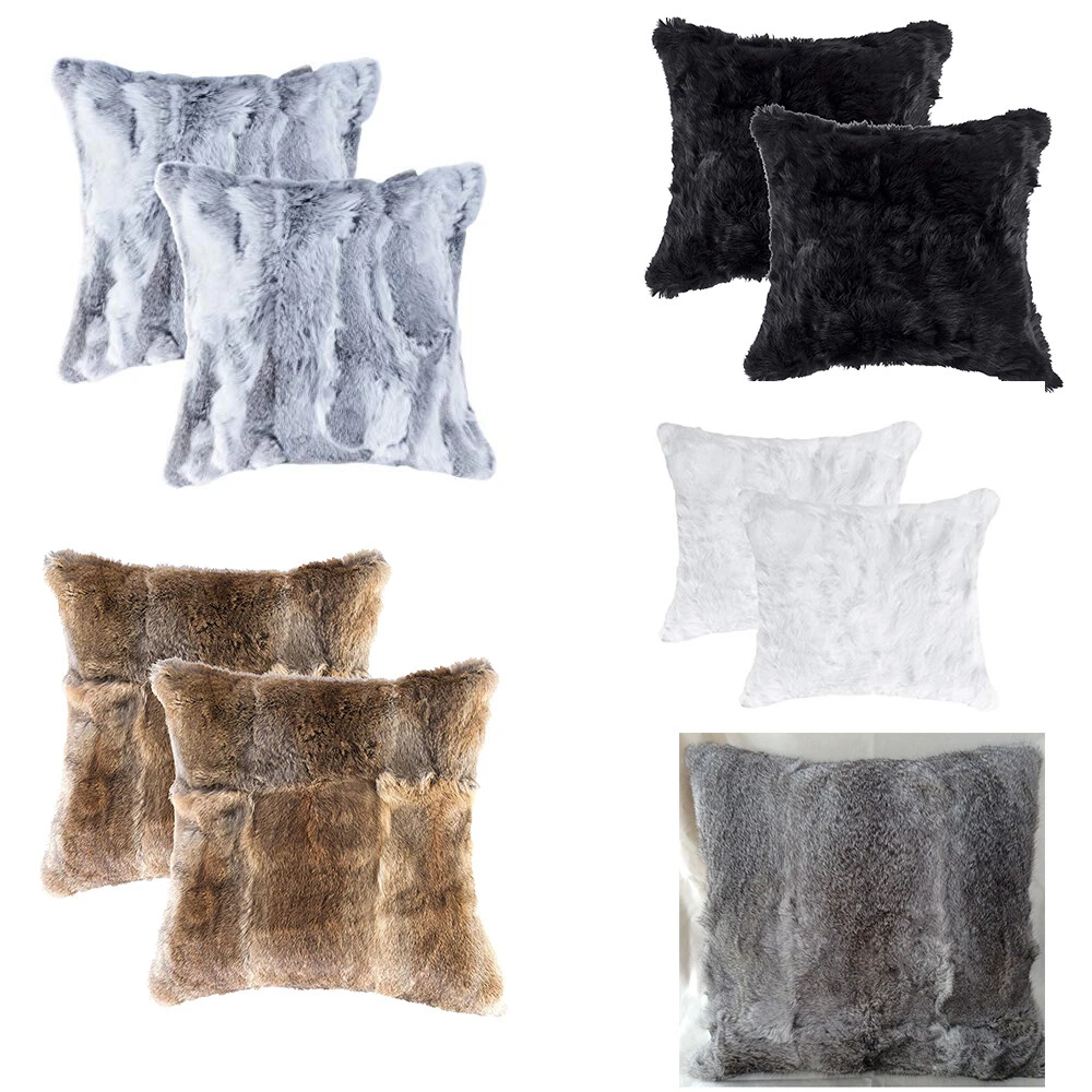 2PCS Natural Rabbitd Hide Fur Pillowcase Cushion Cover Throw Striped Grey Brown
Opens in a new windo
