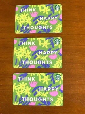 STARBUCKS 2021 ''THINK HAPPY THOUGHTS'' THREE(3) GIFT CARDS FAST SHIPPING 