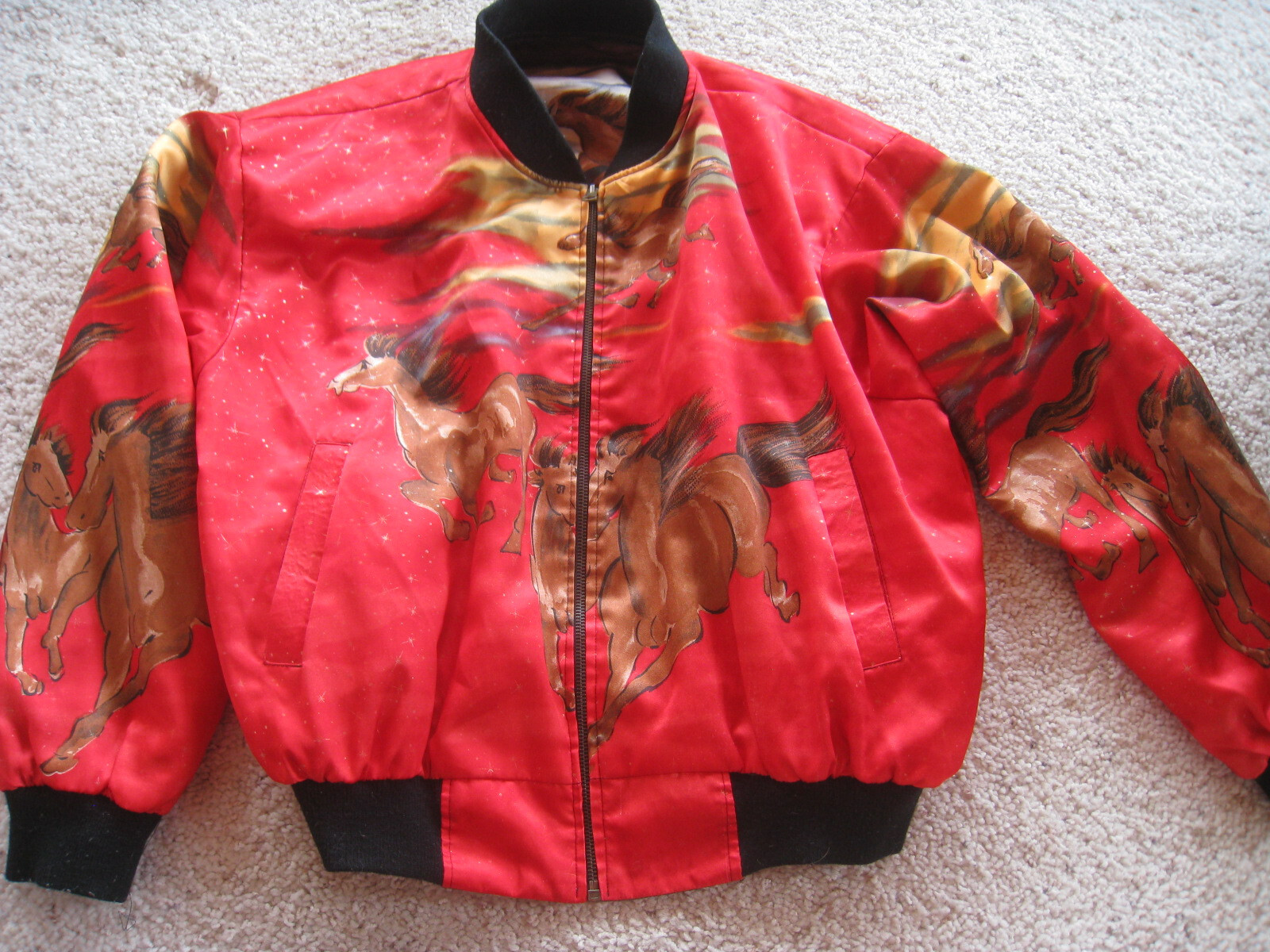 Men Jockey Horse Satin Jackets Zipper Contrast Checkerboard Outerwear Costumes e