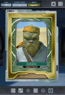 Star Wars Card Trader - Legendary Silver Gilded Long Time Ago Barada 2cc