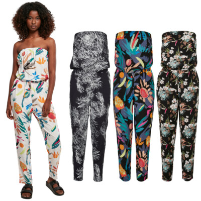 Bandeau Jumpsuit UrbanClassics Ladies Viscose Einteiler All over Print Body neu