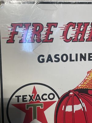 Porcelain TEXACO Fire Chief Gasoline Sign~1986 Reproduction By