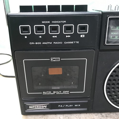 Vintage SUPERSCOPE CR-800 AM/FM Radio Cassette Player - Radio Works - FPOR Read - Picture 2 of 20