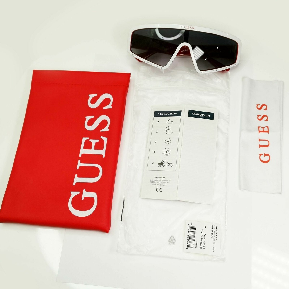 Guess Sunglasses Shield Visor Mens Womens White Red Grey GU  display picture 3