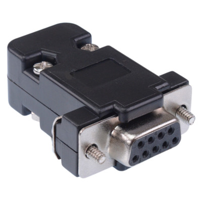 9 Way DB9 D Sub Connector Female Socket with Black Hood Cover