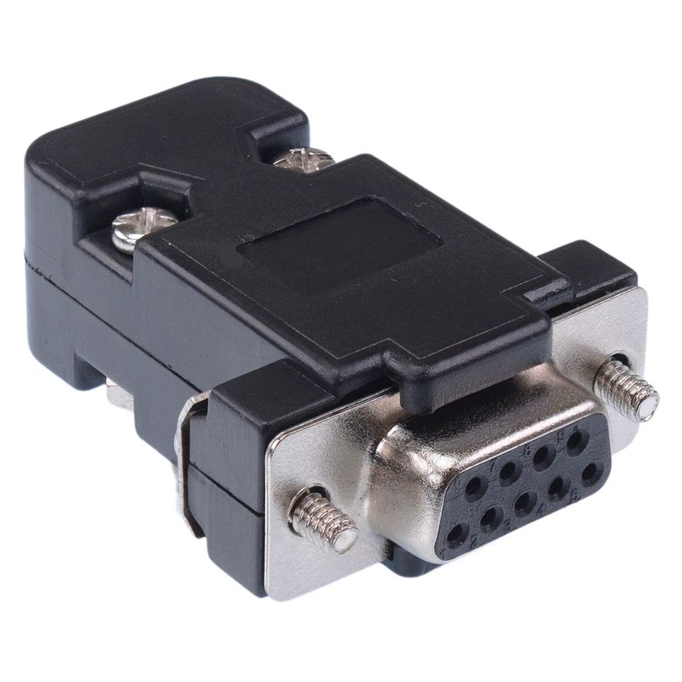 9 Way DB9 D Sub Connector Female Socket with Black Hood Cover
