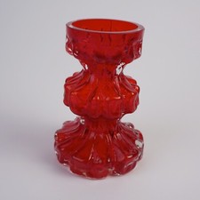 Ingrid Glas Glass Vase Rot Borkenglas Bark Vase 70s ca. 15,5 cm