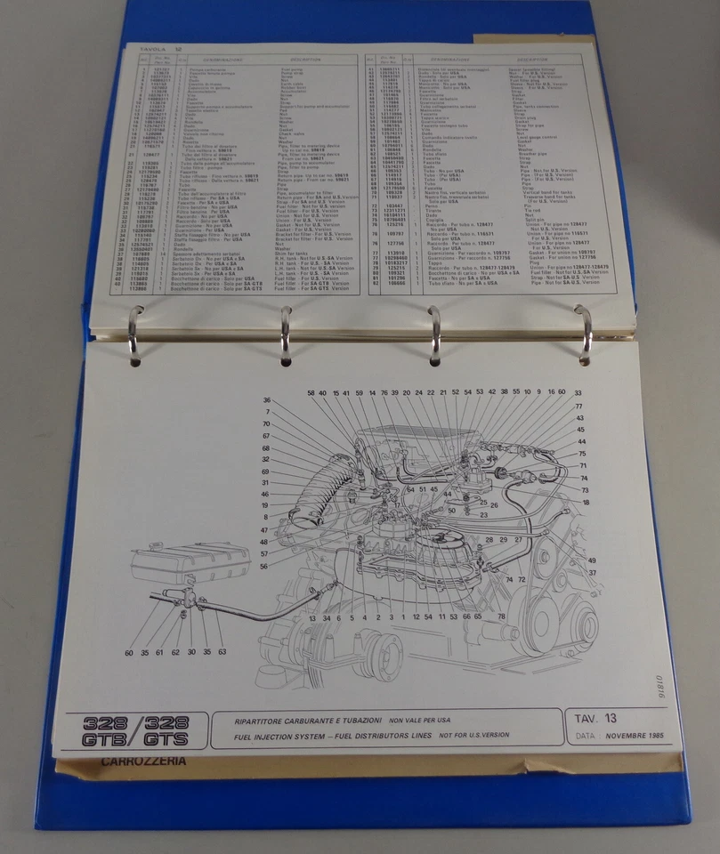 Teilekatalog / Spare Parts List Ferrari 328 GTB + GTS Stand 11/1985 - Imagem 4 de 4