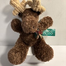 VTG Russ Moose "Antler" Plush Animal 9.5" Bean Bag Christmas Holiday Gift